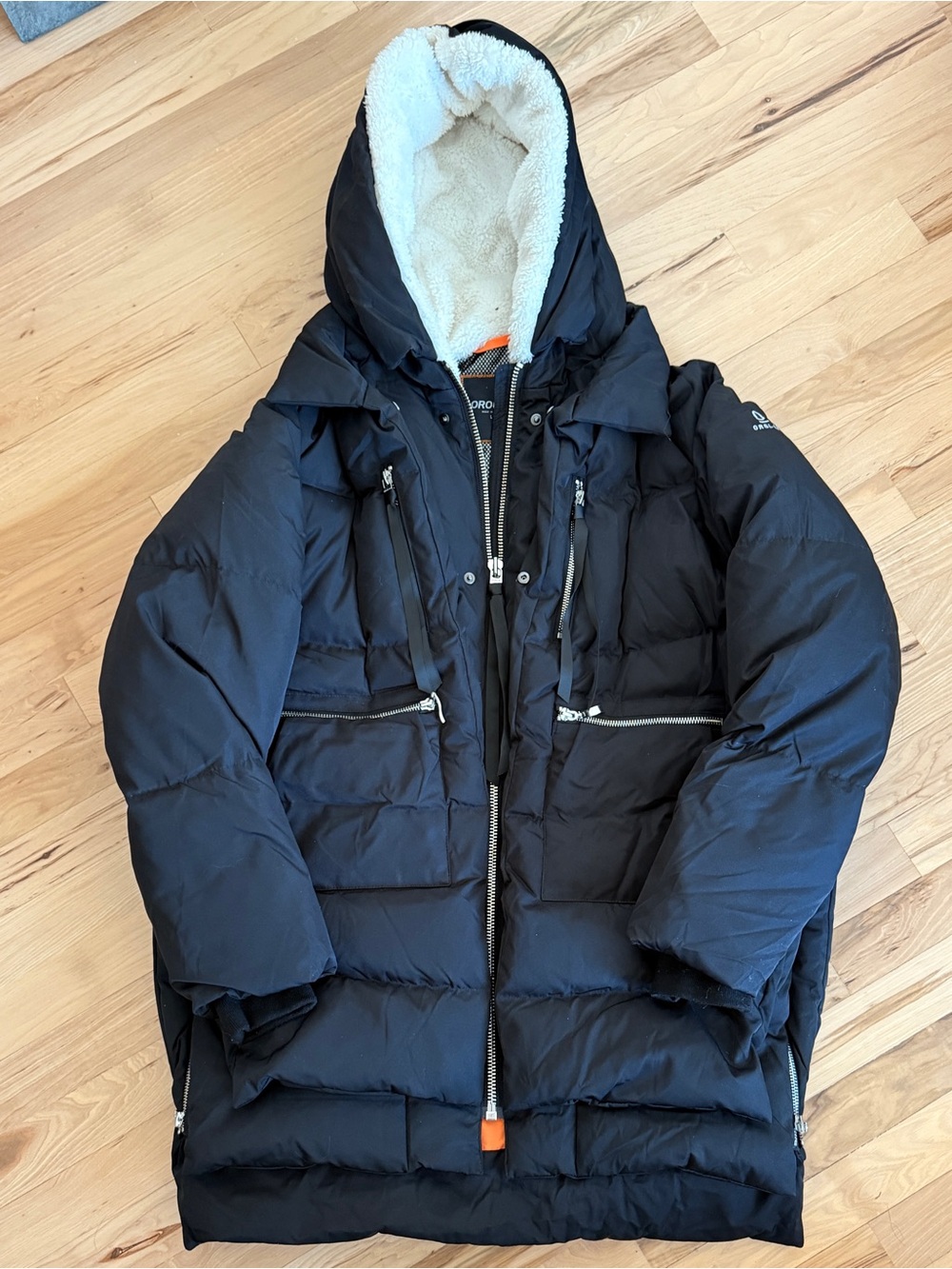 Orolay Black Down Puffer Jacket L 90% White Duck Down